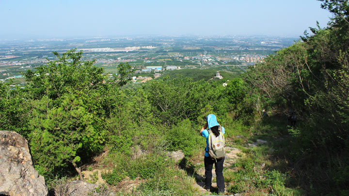 Hiking down to the firebreak road